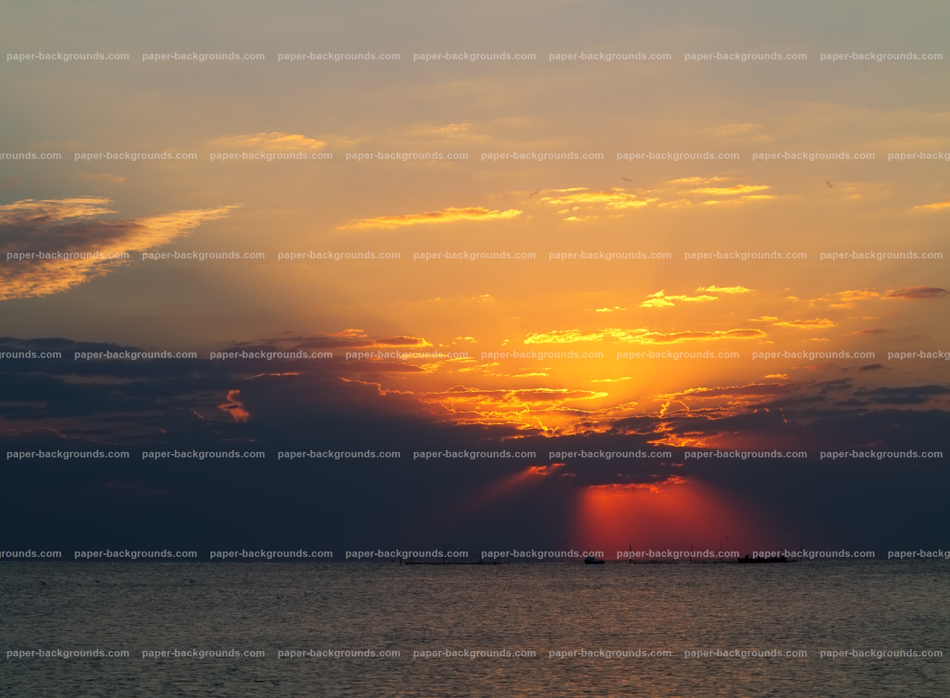 Sea Dramatic Sunrise Sky Clouds HD
